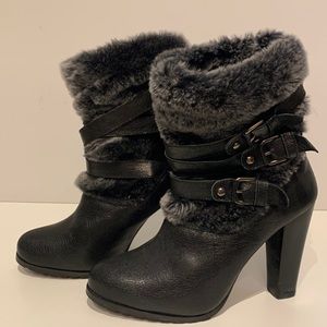 Stuart Weitzman leather & fur boots